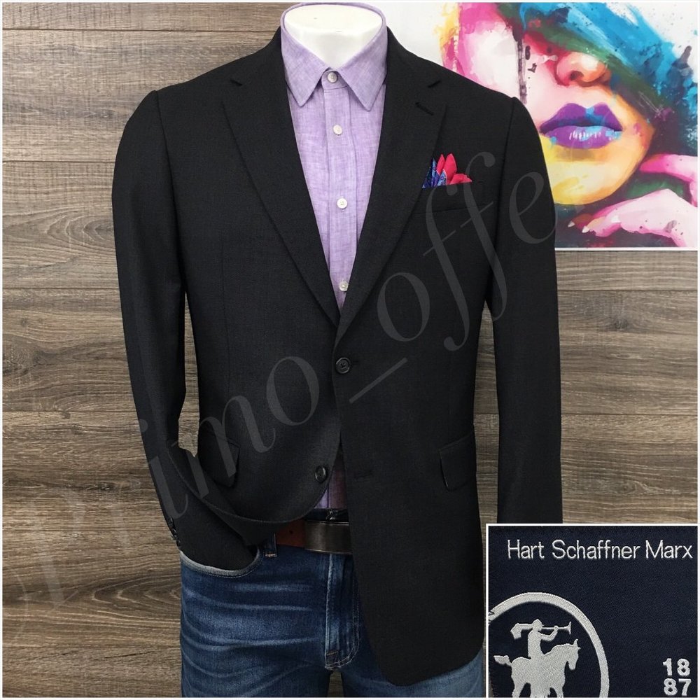 Hart Schaffner Mens Blazer Sport Coat Two Button Jacket Wool 40R Casual Suit USA